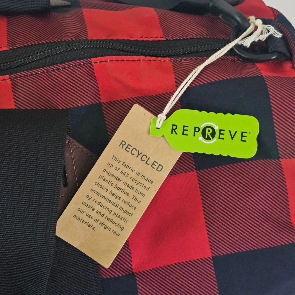 Polo Ralph Lauren Buffalo Plaid Duffel Red Black Recycled REPREVE 405807135001